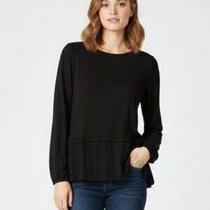 LOFT Peplum Sweater with Bell Sleeve Black S NWOT